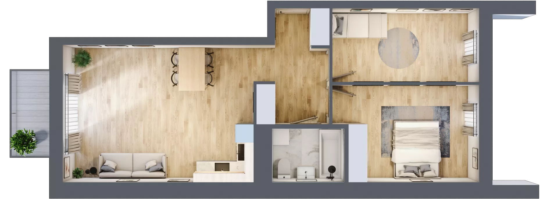 3 pokoje, mieszkanie 67,23 m², piętro 3, oferta nr C3.03.47, Osiedle Panorama Wiślana, Bydgoszcz, Fordon, ul. Fordońska 428