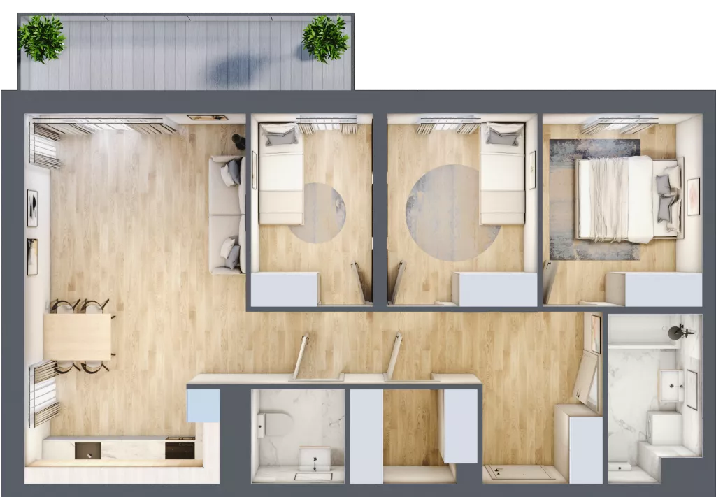 4 pokoje, mieszkanie 77,52 m², piętro 4, oferta nr M.C4.04.30, Osiedle Panorama Wiślana, Bydgoszcz, Fordon, ul. Fordońska 428
