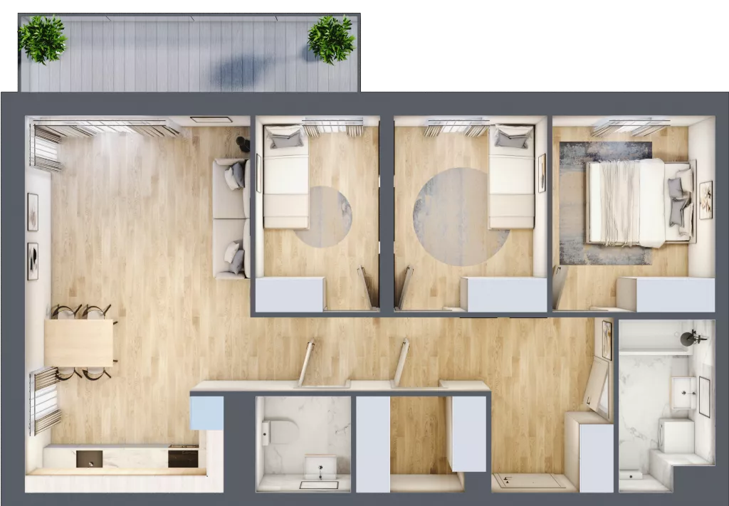 4 pokoje, mieszkanie 77,52 m², piętro 5, oferta nr M.C4.05.36, Osiedle Panorama Wiślana, Bydgoszcz, Fordon, ul. Fordońska 428