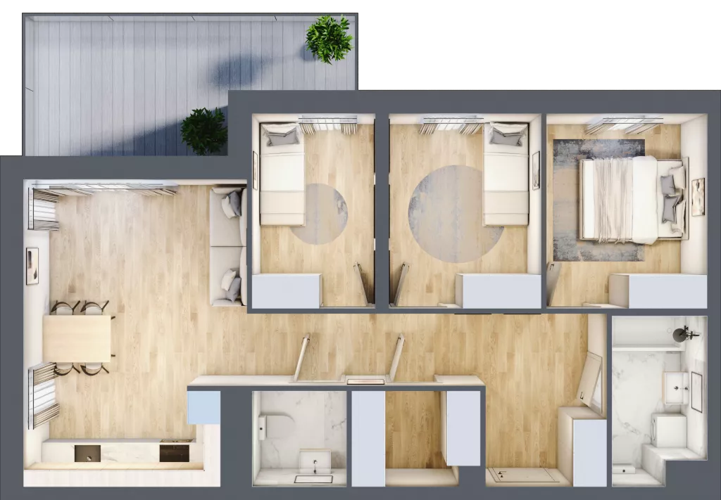 4 pokoje, mieszkanie 72,72 m², piętro 7, oferta nr M.C4.07.44, Osiedle Panorama Wiślana, Bydgoszcz, Fordon, ul. Fordońska 428