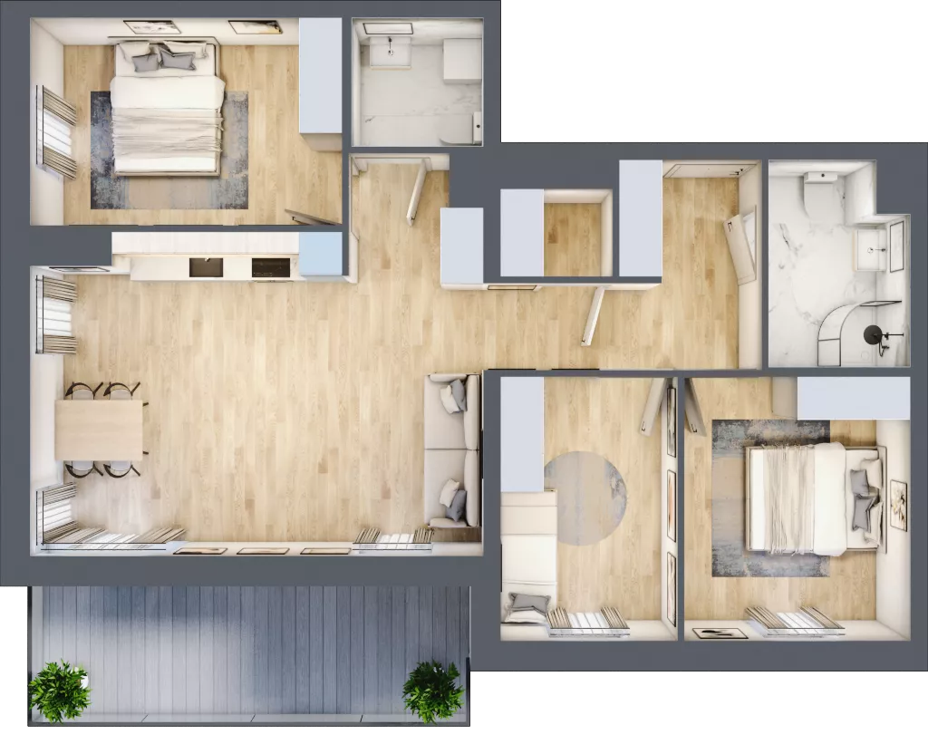 4 pokoje, mieszkanie 81,71 m², piętro 7, oferta nr M.C4.07.43, Osiedle Panorama Wiślana, Bydgoszcz, Fordon, ul. Fordońska 428