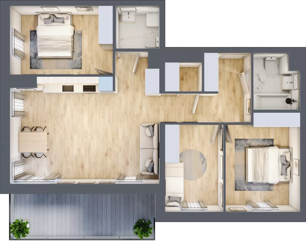 4 pokoje, mieszkanie 81,71 m², piętro 6, oferta nr M.C4.06.39, Osiedle Panorama Wiślana, Bydgoszcz, Fordon, ul. Fordońska 428