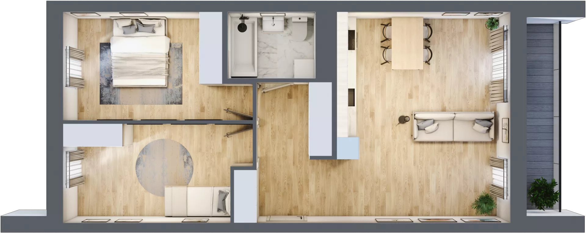3 pokoje, mieszkanie 66,31 m², piętro 1, oferta nr C5.01.06, Osiedle Panorama Wiślana, Bydgoszcz, Fordon, ul. Fordońska 428