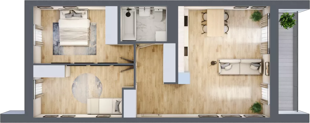 3 pokoje, mieszkanie 66,31 m², piętro 2, oferta nr C5.02.11, Osiedle Panorama Wiślana, Bydgoszcz, Fordon, ul. Fordońska 428