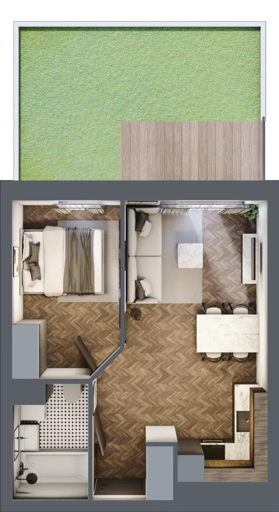 2 pokoje, mieszkanie 36,16 m², parter, oferta nr C8.00.04, Osiedle Panorama Wiślana, Bydgoszcz, Fordon, ul. Fordońska 428
