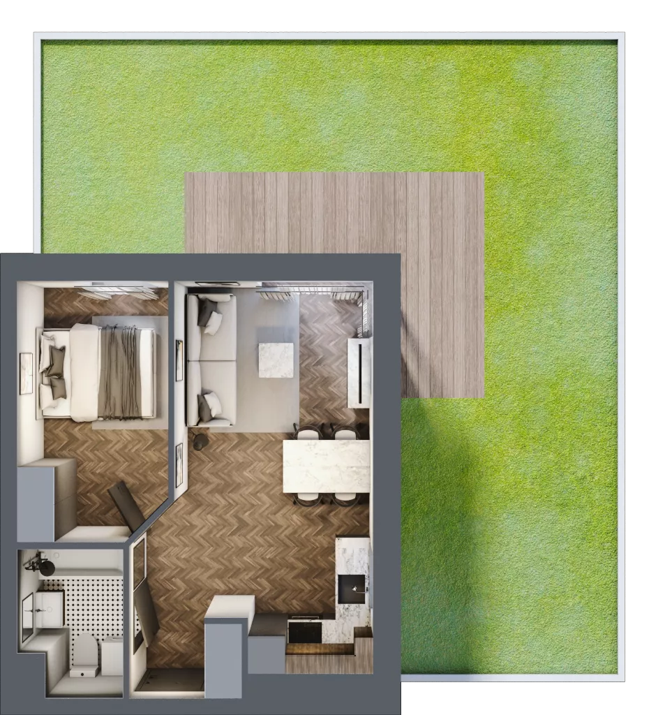 2 pokoje, mieszkanie 36,13 m², parter, oferta nr C8.00.07, Osiedle Panorama Wiślana, Bydgoszcz, Fordon, ul. Fordońska 428