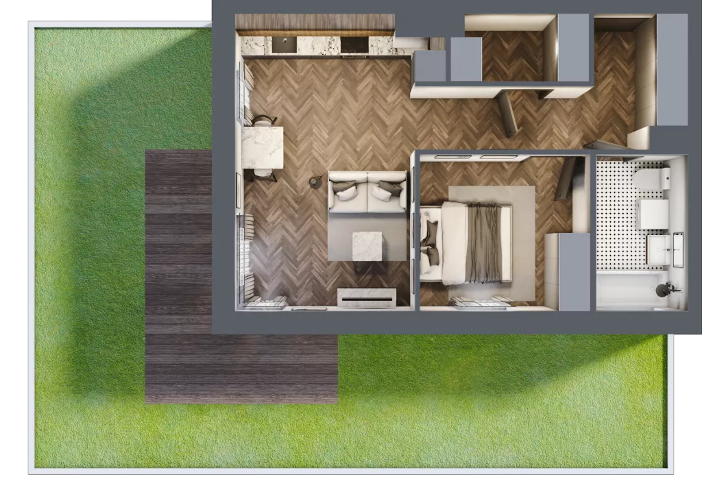 2 pokoje, mieszkanie 47,08 m², parter, oferta nr C8.00.03, Osiedle Panorama Wiślana, Bydgoszcz, Fordon, ul. Fordońska 428