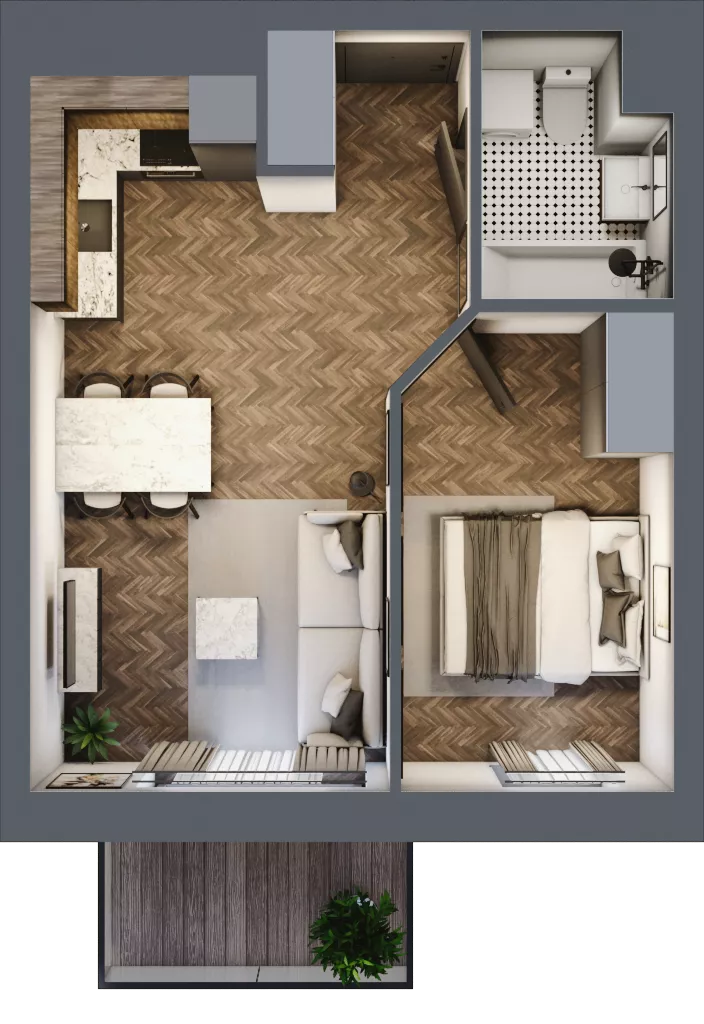 2 pokoje, mieszkanie 36,44 m², piętro 2, oferta nr C8.02.29, Osiedle Panorama Wiślana, Bydgoszcz, Fordon, ul. Fordońska 428