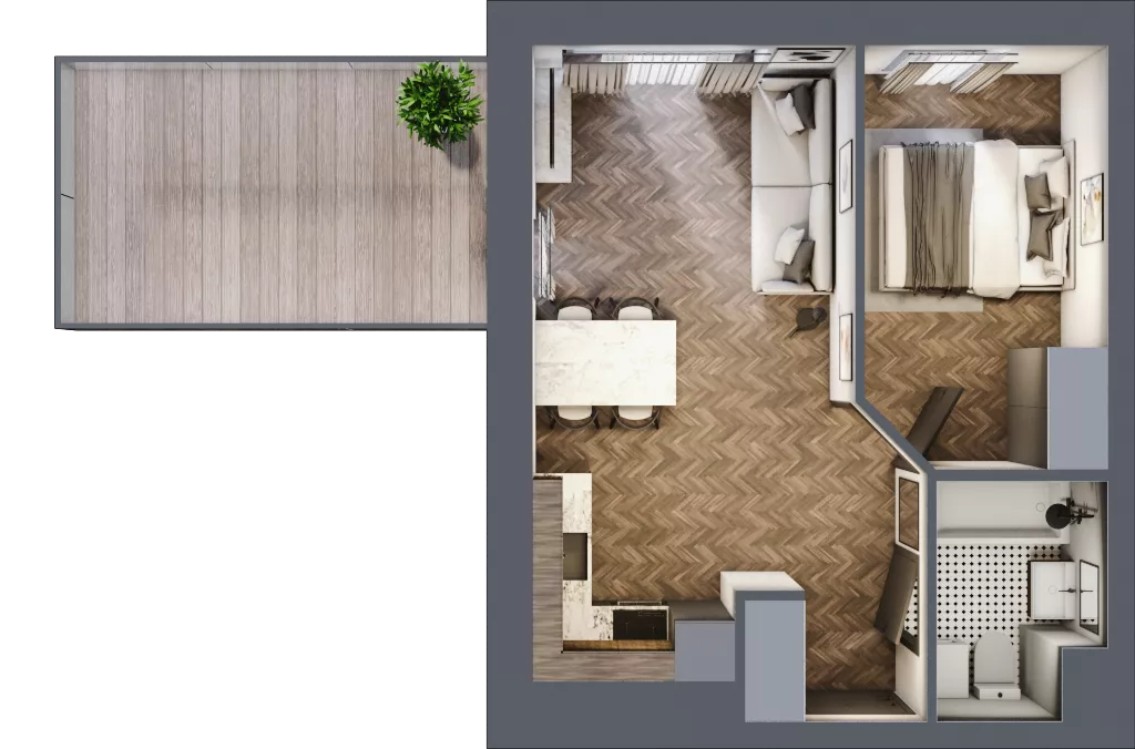 2 pokoje, mieszkanie 36,16 m², piętro 5, oferta nr C8.05.52, Osiedle Panorama Wiślana, Bydgoszcz, Fordon, ul. Fordońska 428