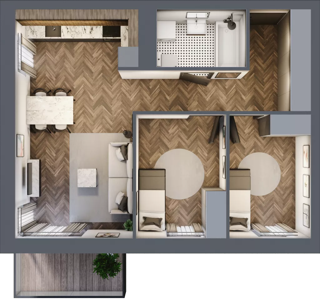 3 pokoje, mieszkanie 56,26 m², piętro 4, oferta nr C8.04.41, Osiedle Panorama Wiślana, Bydgoszcz, Fordon, ul. Fordońska 428