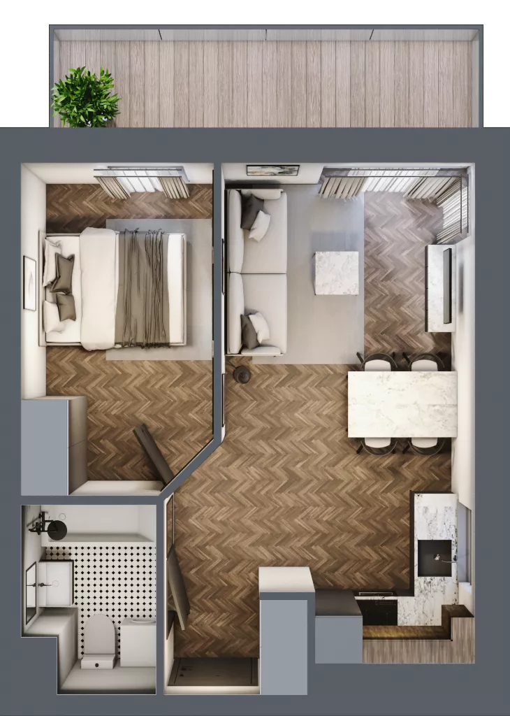 2 pokoje, mieszkanie 36,16 m², piętro 3, oferta nr C8.03.37, Osiedle Panorama Wiślana, Bydgoszcz, Fordon, ul. Fordońska 428