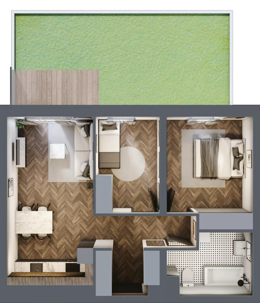 3 pokoje, mieszkanie 57,05 m², parter, oferta nr C8.00.05, Osiedle Panorama Wiślana, Bydgoszcz, Fordon, ul. Fordońska 428