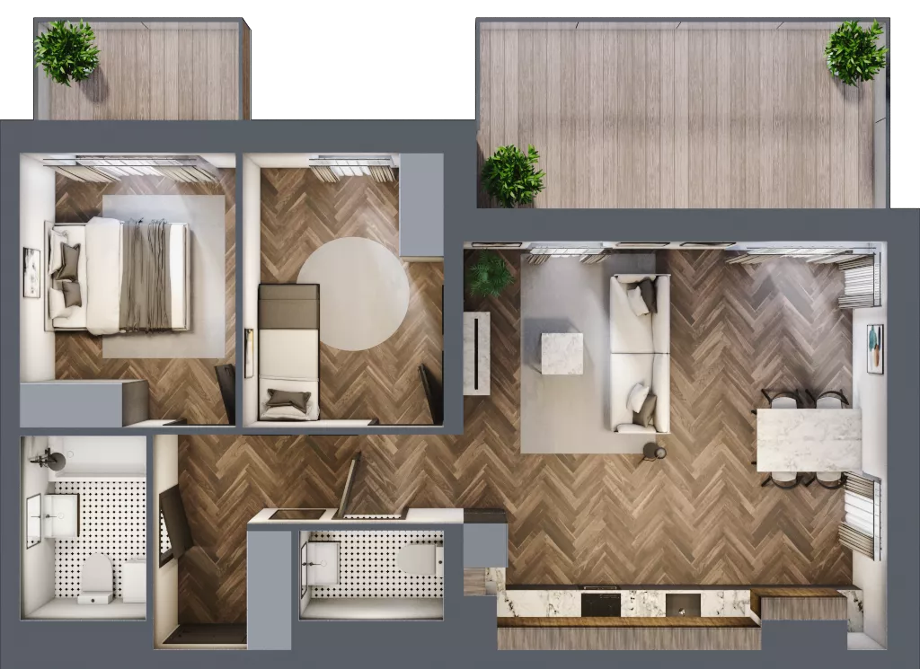 3 pokoje, mieszkanie 66,36 m², piętro 5, oferta nr C8.05.54, Osiedle Panorama Wiślana, Bydgoszcz, Fordon, ul. Fordońska 428