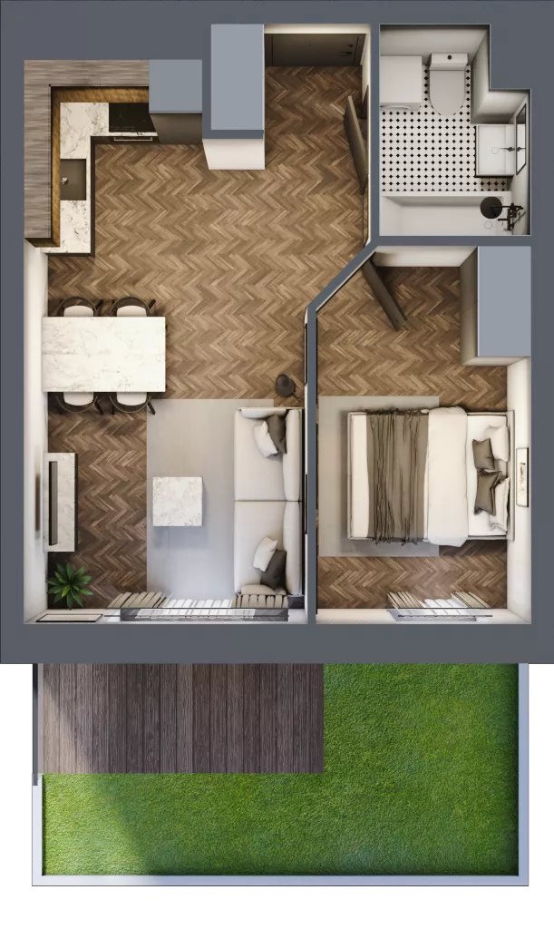 2 pokoje, mieszkanie 36,41 m², parter, oferta nr C8.00.09, Osiedle Panorama Wiślana, Bydgoszcz, Fordon, ul. Fordońska 428