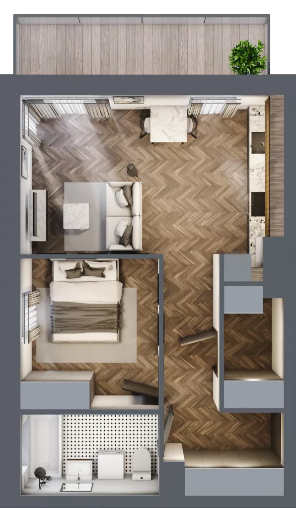 2 pokoje, mieszkanie 47,08 m², piętro 4, oferta nr C8.04.42, Osiedle Panorama Wiślana, Bydgoszcz, Fordon, ul. Fordońska 428