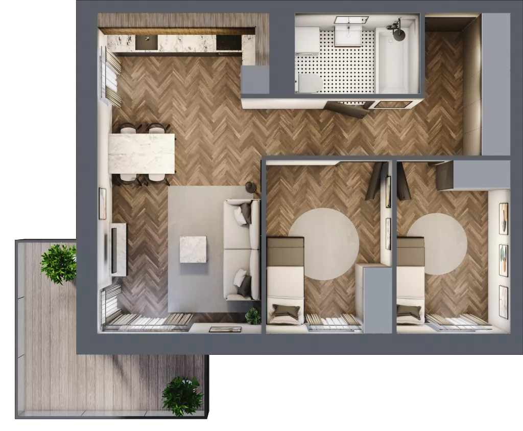 3 pokoje, mieszkanie 56,26 m², piętro 1, oferta nr C8.01.11, Osiedle Panorama Wiślana, Bydgoszcz, Fordon, ul. Fordońska 428