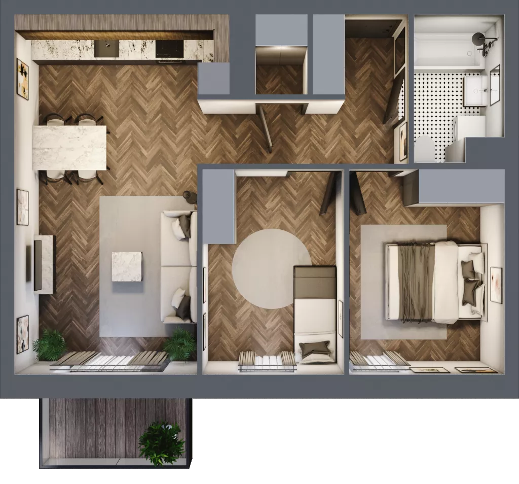 3 pokoje, mieszkanie 59,16 m², piętro 2, oferta nr C8.02.20, Osiedle Panorama Wiślana, Bydgoszcz, Fordon, ul. Fordońska 428