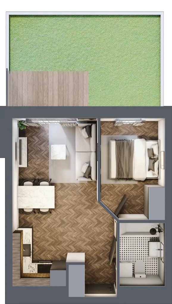 2 pokoje, mieszkanie 35,80 m², parter, oferta nr C8.00.06, Osiedle Panorama Wiślana, Bydgoszcz, Fordon, ul. Fordońska 428
