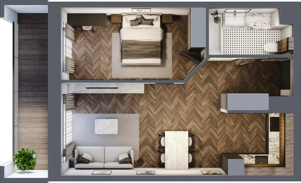 2 pokoje, mieszkanie 49,17 m², piętro 1, oferta nr C-01-08, Nobilis, Toruń, Na Skarpie, ul. Przy Skarpie 10D