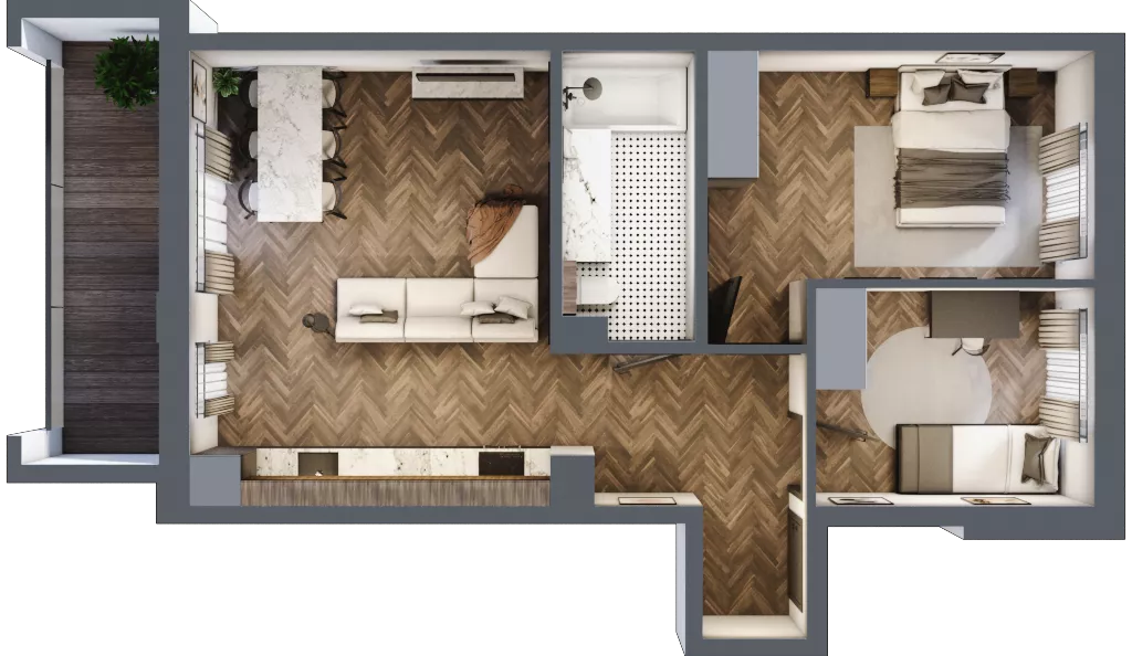 3 pokoje, mieszkanie 57,03 m², piętro 2, oferta nr 15, Sobieskiego 29, Toruń, Jakubskie Przedmieście, ul. Sobieskiego 29