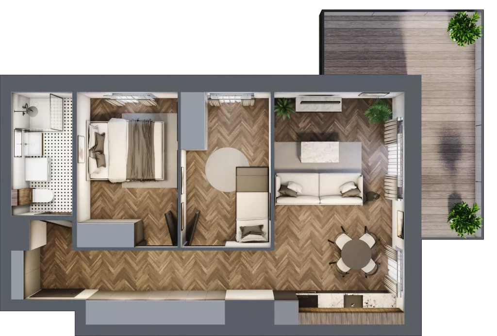 3 pokoje, mieszkanie 51,41 m², piętro 3, oferta nr A2.03.20, Osiedle Aura, Toruń, Jakubskie Przedmieście, ul. Żółkiewskiego 35