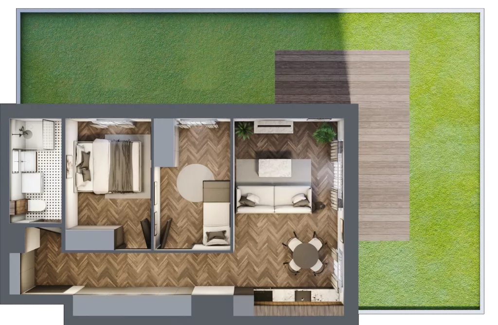 3 pokoje, mieszkanie 51,41 m², parter, oferta nr A2.00.02, Osiedle Aura, Toruń, Jakubskie Przedmieście, ul. Żółkiewskiego 35