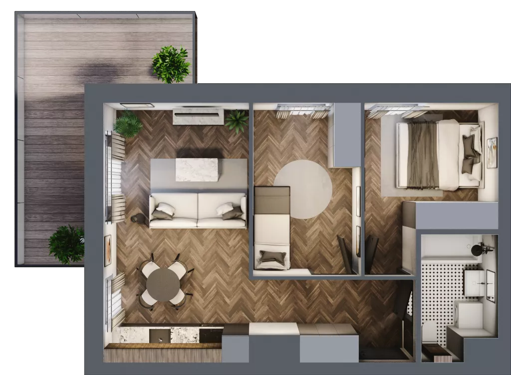 3 pokoje, mieszkanie 47,00 m², piętro 1, oferta nr A2.01.12, Osiedle Aura, Toruń, Jakubskie Przedmieście, ul. Żółkiewskiego 35