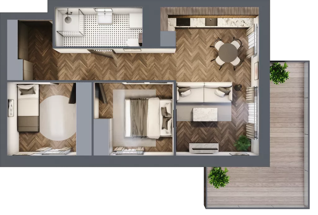 3 pokoje, mieszkanie 51,80 m², piętro 3, oferta nr A2.03.23, Osiedle Aura, Toruń, Jakubskie Przedmieście, ul. Żółkiewskiego 35