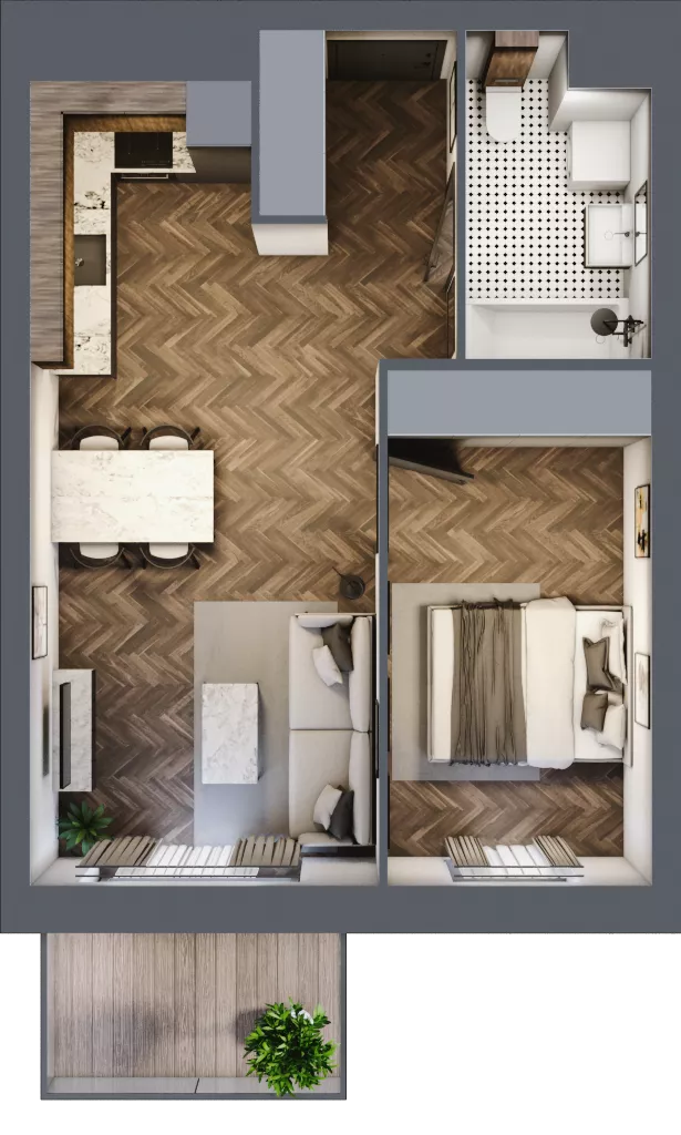 2 pokoje, mieszkanie 42,33 m², piętro 5, oferta nr A2.05.34, Osiedle Aura, Toruń, Jakubskie Przedmieście, ul. Żółkiewskiego 35