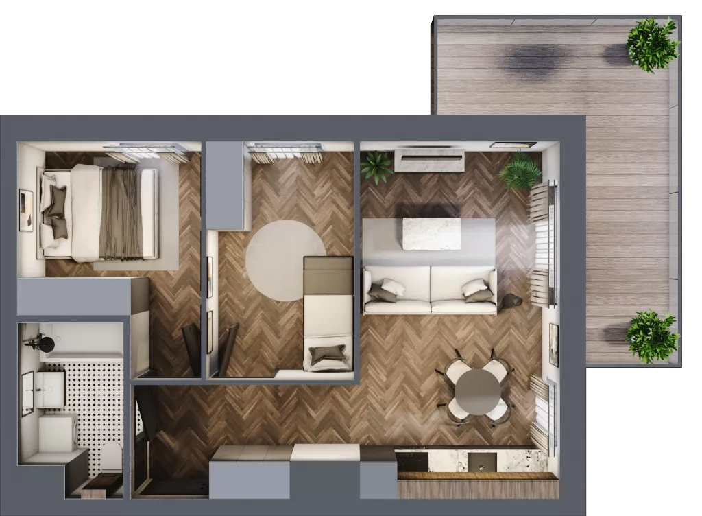 3 pokoje, mieszkanie 47,00 m², piętro 3, oferta nr A2.03.19, Osiedle Aura, Toruń, Jakubskie Przedmieście, ul. Żółkiewskiego 35