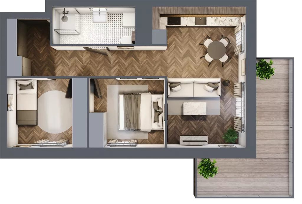 3 pokoje, mieszkanie 51,80 m², piętro 2, oferta nr A2.02.17, Osiedle Aura, Toruń, Jakubskie Przedmieście, ul. Żółkiewskiego 35