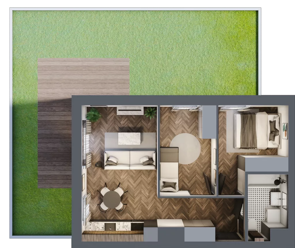 3 pokoje, mieszkanie 47,00 m², parter, oferta nr A2.00.06, Osiedle Aura, Toruń, Jakubskie Przedmieście, ul. Żółkiewskiego 35