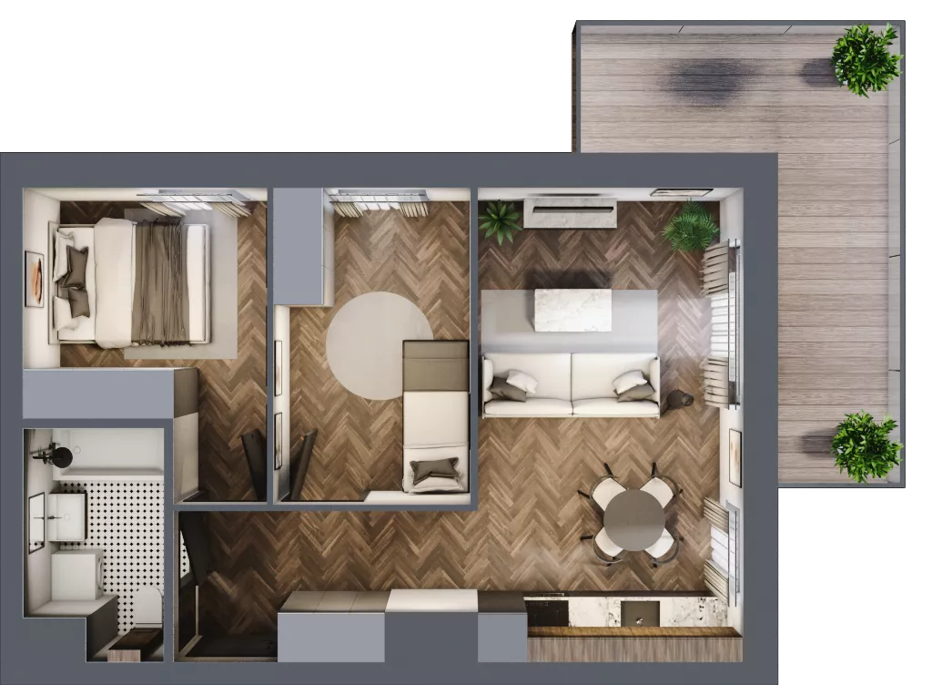 3 pokoje, mieszkanie 47,00 m², piętro 1, oferta nr A2.01.07, Osiedle Aura, Toruń, Jakubskie Przedmieście, ul. Żółkiewskiego 35