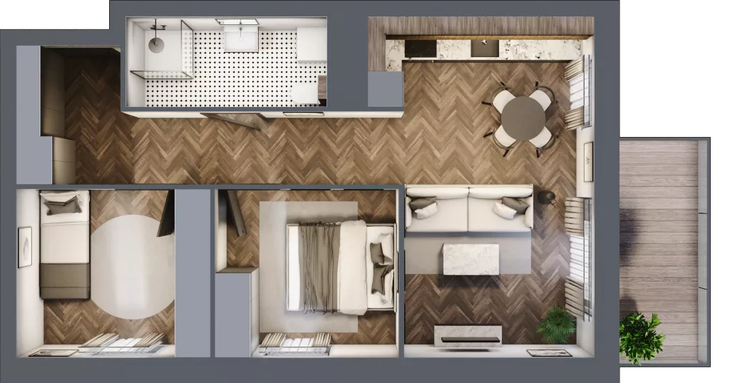 3 pokoje, mieszkanie 51,80 m², piętro 5, oferta nr A2.05.35, Osiedle Aura, Toruń, Jakubskie Przedmieście, ul. Żółkiewskiego 35