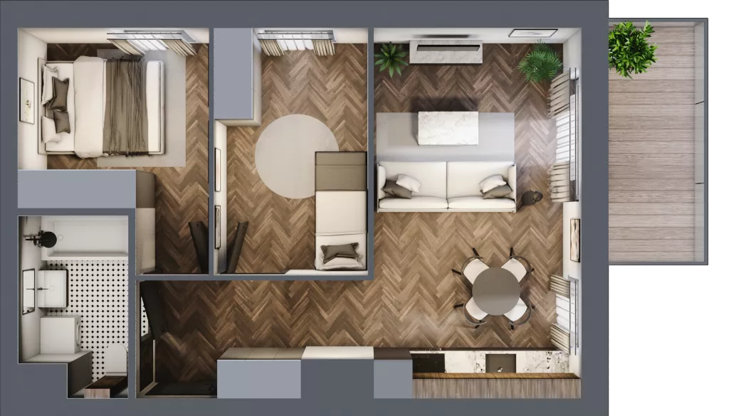 3 pokoje, mieszkanie 47,00 m², piętro 6, oferta nr A2.06.37, Osiedle Aura, Toruń, Jakubskie Przedmieście, ul. Żółkiewskiego 35