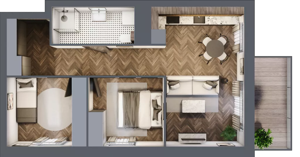 3 pokoje, mieszkanie 51,80 m², piętro 6, oferta nr A2.06.41, Osiedle Aura, Toruń, Jakubskie Przedmieście, ul. Żółkiewskiego 35