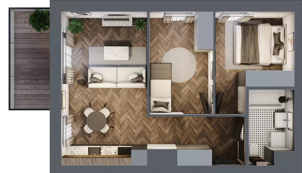 3 pokoje, mieszkanie 47,00 m², piętro 6, oferta nr A2.06.42, Osiedle Aura, Toruń, Jakubskie Przedmieście, ul. Żółkiewskiego 35
