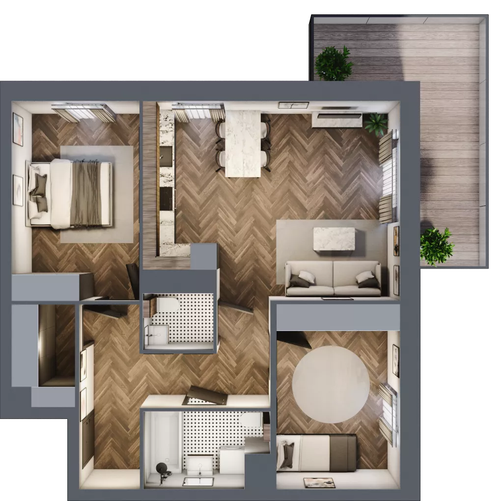 3 pokoje, mieszkanie 68,88 m², piętro 3, oferta nr A3.03.41, Osiedle Aura, Toruń, Jakubskie Przedmieście, ul. Żółkiewskiego 35