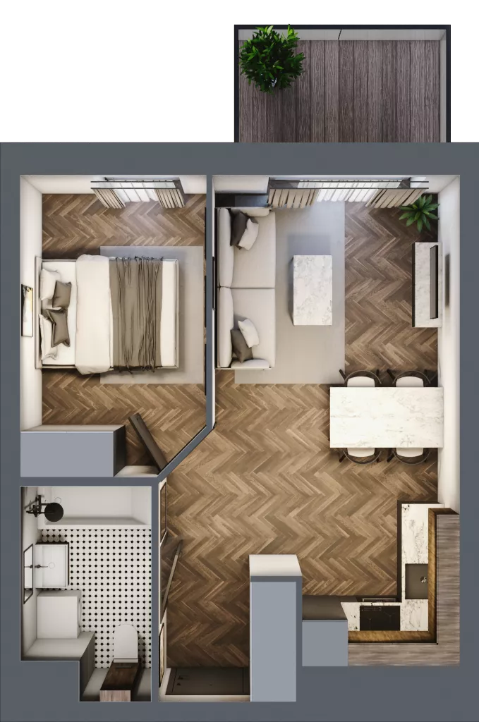 2 pokoje, mieszkanie 36,81 m², piętro 2, oferta nr A3.02.29, Osiedle Aura, Toruń, Jakubskie Przedmieście, ul. Żółkiewskiego 35