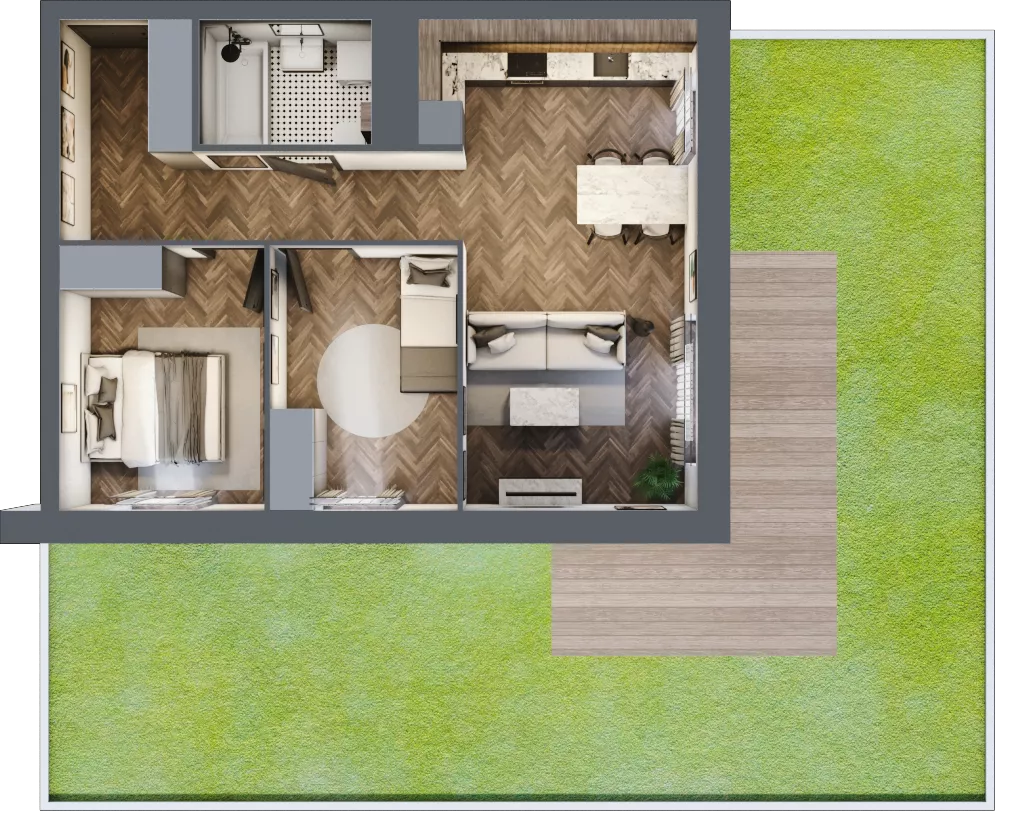 3 pokoje, mieszkanie 55,63 m², parter, oferta nr A3.00.09, Osiedle Aura, Toruń, Jakubskie Przedmieście, ul. Żółkiewskiego 35