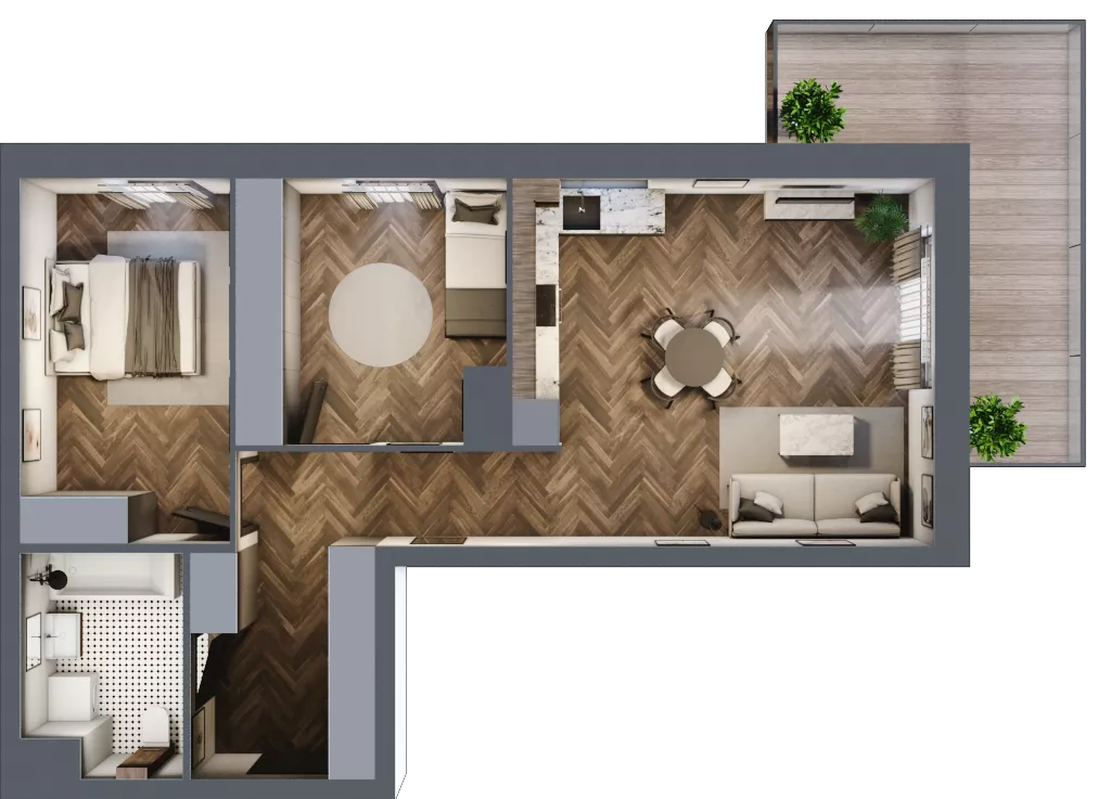 3 pokoje, mieszkanie 66,20 m², piętro 4, oferta nr A3.04.47, Osiedle Aura, Toruń, Jakubskie Przedmieście, ul. Żółkiewskiego 35