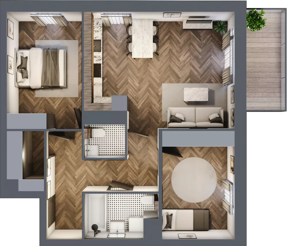 3 pokoje, mieszkanie 68,88 m², piętro 5, oferta nr A3.05.61, Osiedle Aura, Toruń, Jakubskie Przedmieście, ul. Żółkiewskiego 35