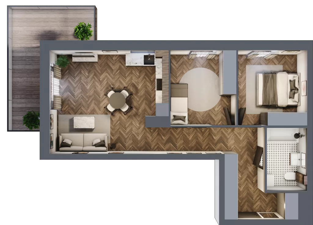 3 pokoje, mieszkanie 63,58 m², piętro 4, oferta nr A3.04.46, Osiedle Aura, Toruń, Jakubskie Przedmieście, ul. Żółkiewskiego 35