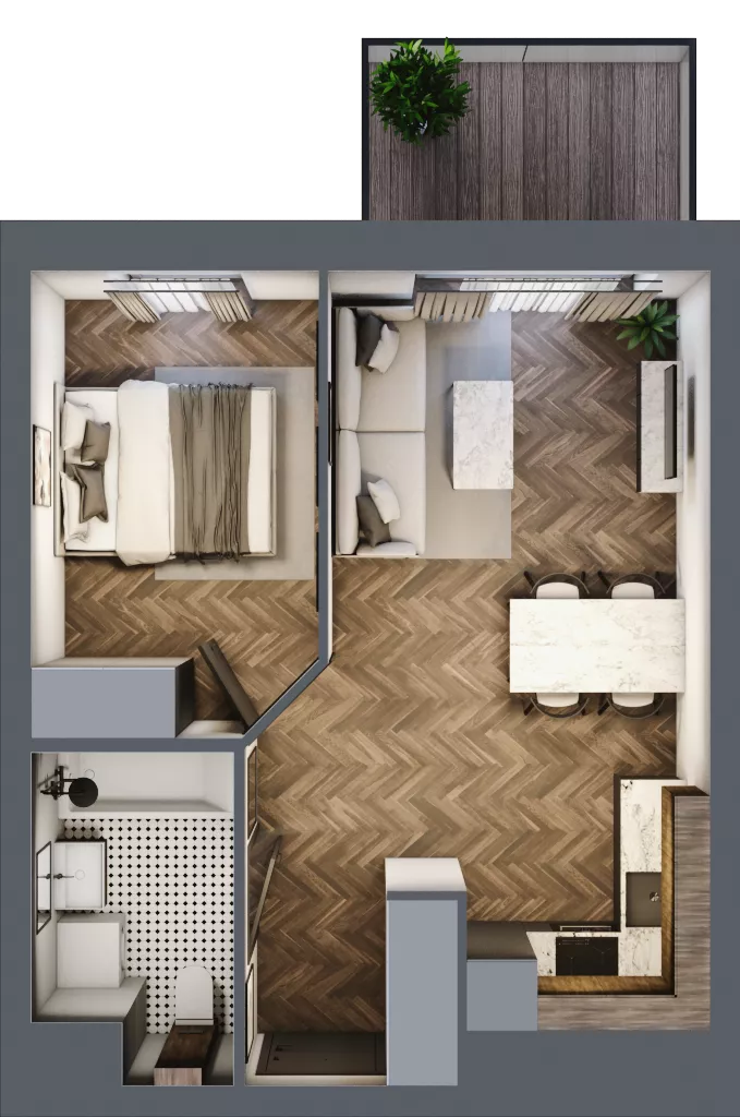 2 pokoje, mieszkanie 36,81 m², piętro 5, oferta nr A3.05.59, Osiedle Aura, Toruń, Jakubskie Przedmieście, ul. Żółkiewskiego 35