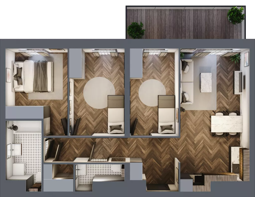 4 pokoje, mieszkanie 73,60 m², piętro 7, oferta nr A3.07.73, Osiedle Aura, Toruń, Jakubskie Przedmieście, ul. Żółkiewskiego 35