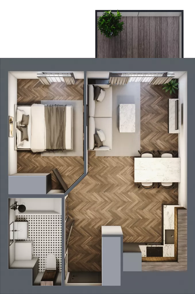 2 pokoje, mieszkanie 36,81 m², piętro 6, oferta nr A3.06.68, Osiedle Aura, Toruń, Jakubskie Przedmieście, ul. Żółkiewskiego 35