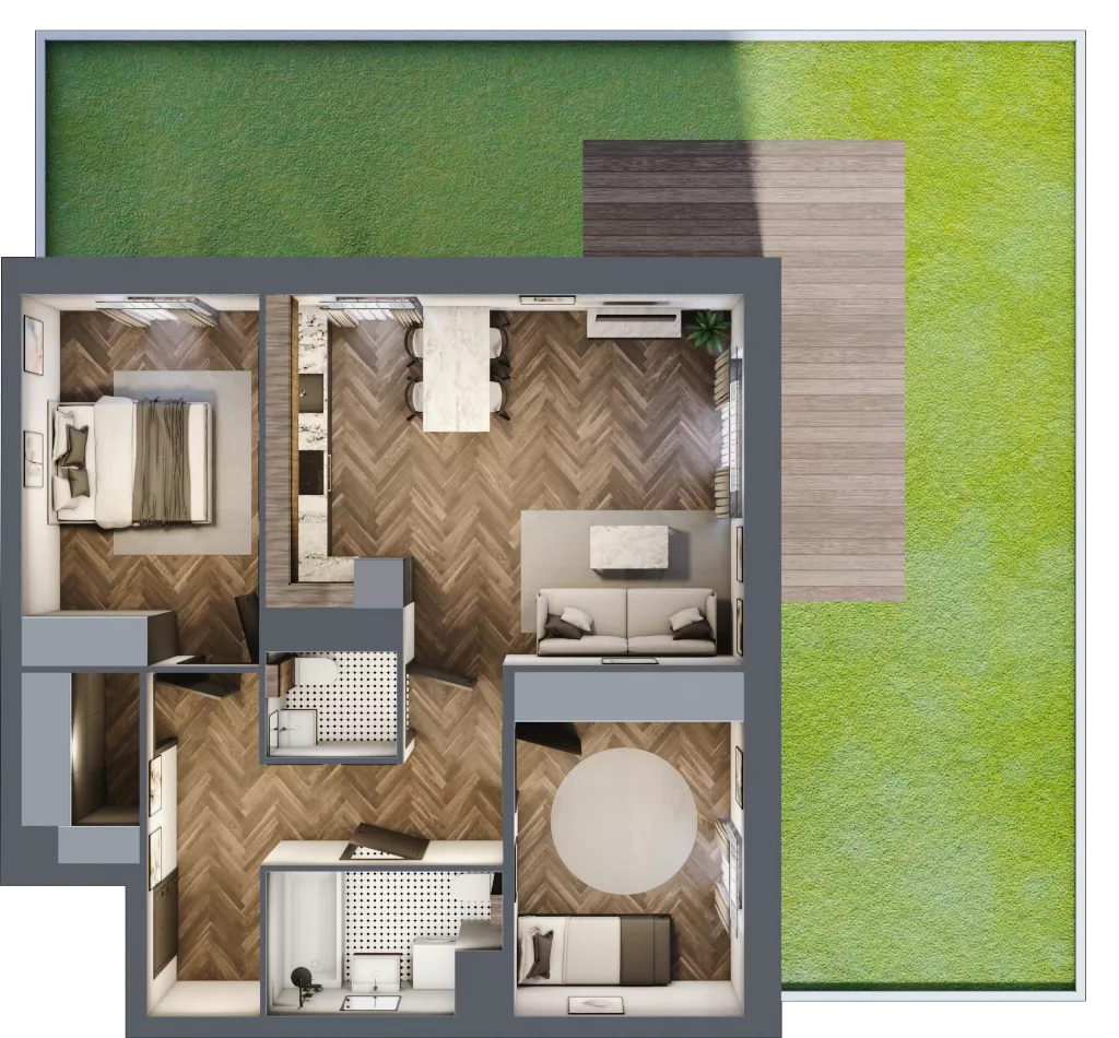 3 pokoje, mieszkanie 68,88 m², parter, oferta nr A3.00.08, Osiedle Aura, Toruń, Jakubskie Przedmieście, ul. Żółkiewskiego 35