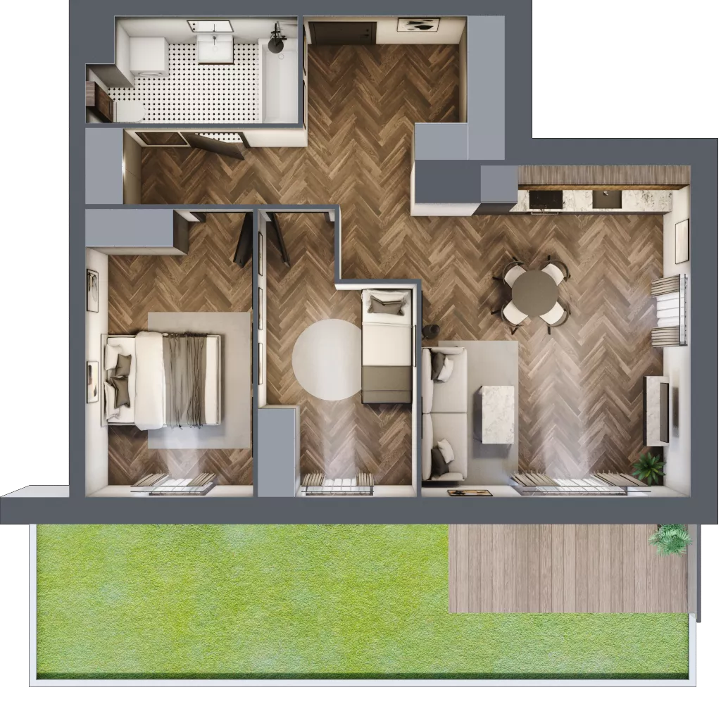 3 pokoje, mieszkanie 64,65 m², parter, oferta nr A3.00.01, Osiedle Aura, Toruń, Jakubskie Przedmieście, ul. Żółkiewskiego 35
