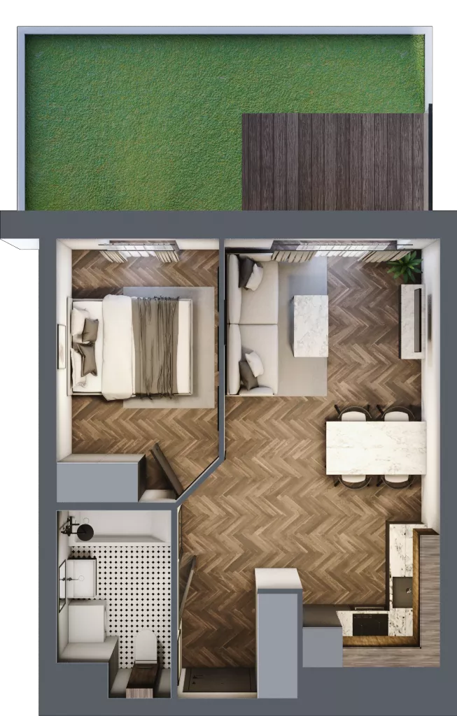 2 pokoje, mieszkanie 36,81 m², parter, oferta nr A3.00.05, Osiedle Aura, Toruń, Jakubskie Przedmieście, ul. Żółkiewskiego 35