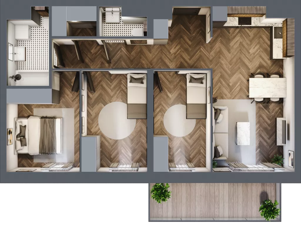 4 pokoje, mieszkanie 72,51 m², piętro 6, oferta nr A3.06.71, Osiedle Aura, Toruń, Jakubskie Przedmieście, ul. Żółkiewskiego 35